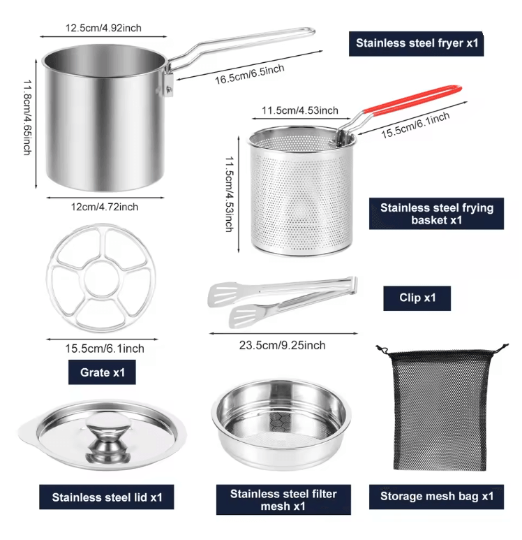 Stainless Steel Deep Fryer Pot with Basket for Home Cooking and Frying