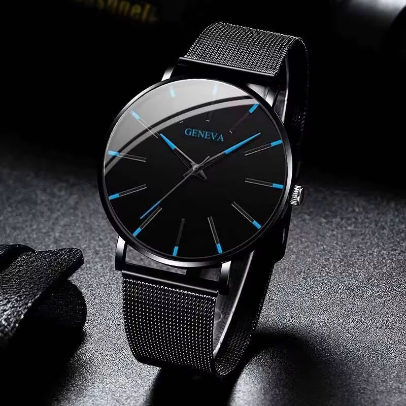 Ultra-Thin Men's Business Watch – Minimalist Quartz Wristwatch with Mesh Band