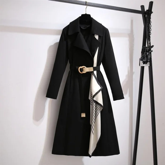 Elegant Women's Long Coat, Loose Fit, Fashionable Outerwear for Spring and Autumn, Trendy and Slimming Large Size Jacket