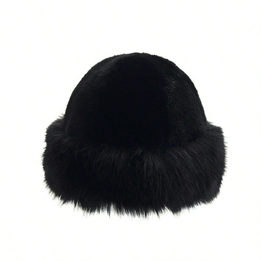 Warm Thick Fleece Bucket Hat for Women, Simple and Casual Winter Hat, Fashionable Outdoor Skiing Cap