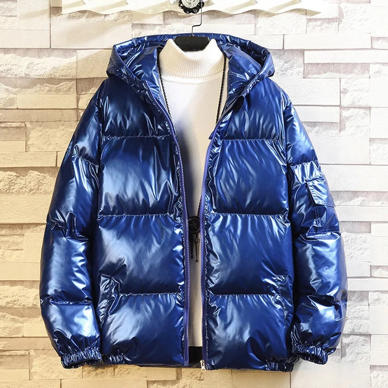 Trendy Men's Cotton Coat, Winter Puffer Jacket, Fleece Lined Plus Size Cold Weather Jacket