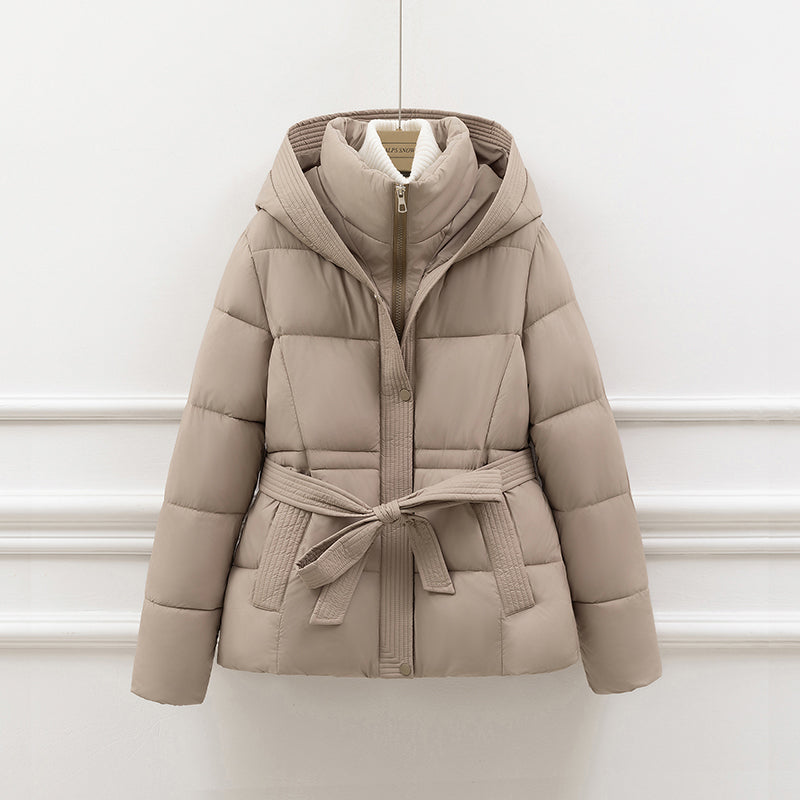 Women's Padded Winter Coat, Slimming Waist Cinching Design, Hooded Cotton Jacket, Trendy Outerwear