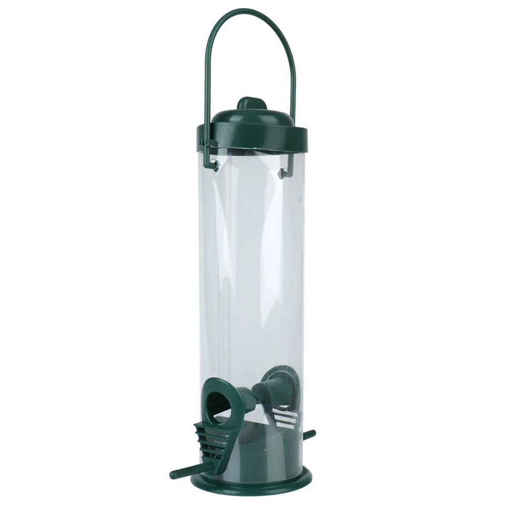 Outdoor Hanging Bird Feeder Transparent Plastic Bird Seed Feeder for Garden and Patio