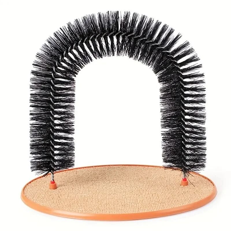 Cat Self Grooming Arch With Massage Brush And Scratching Pad