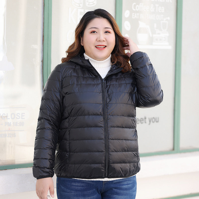 Packable Fall Jacket for Women, Lightweight Water Resistant Hooded Down Coat, Warm Winter Jacket