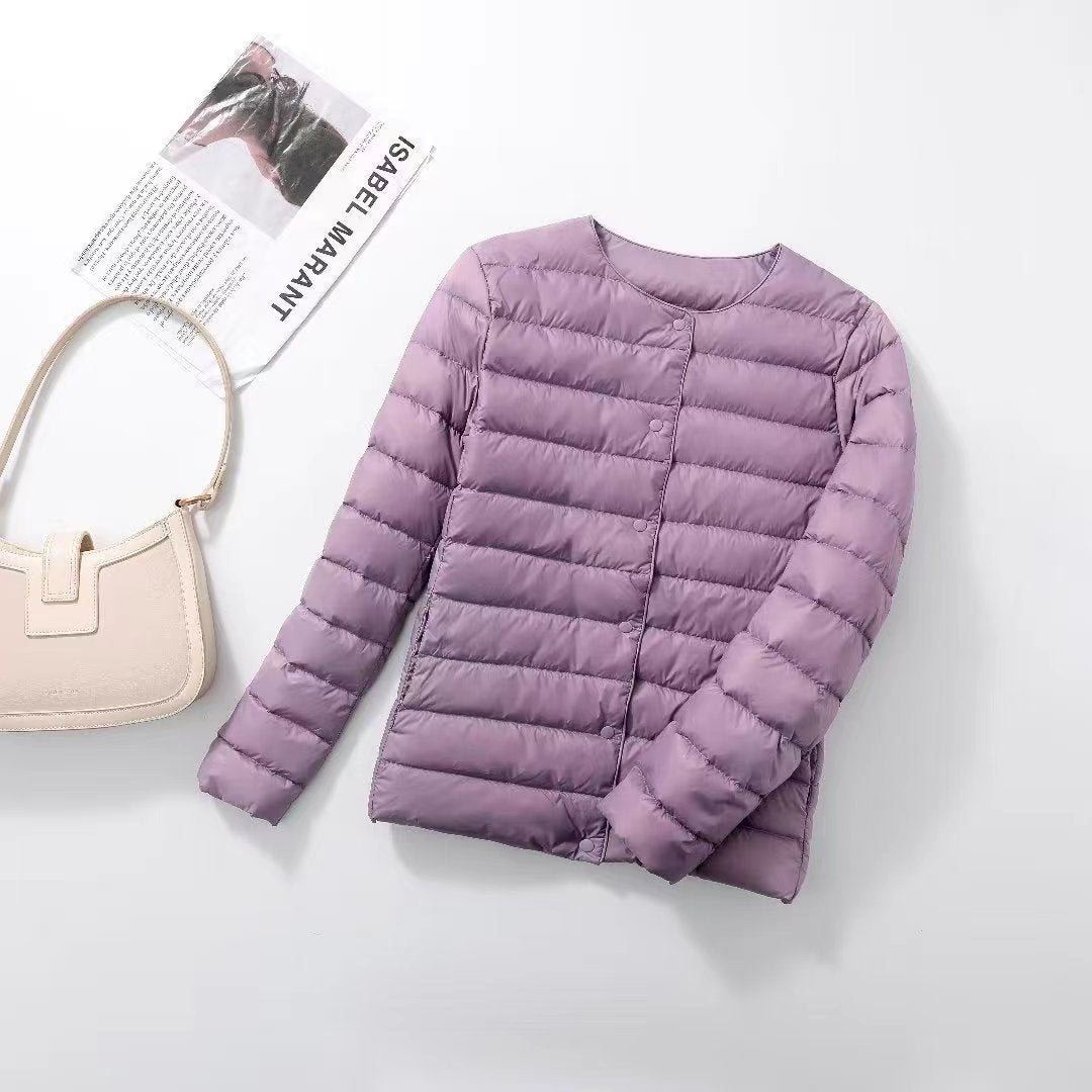 Women's Lightweight Down Jacket, Matt Fabric Windbreaker Parka, Warm Duck Down Coat