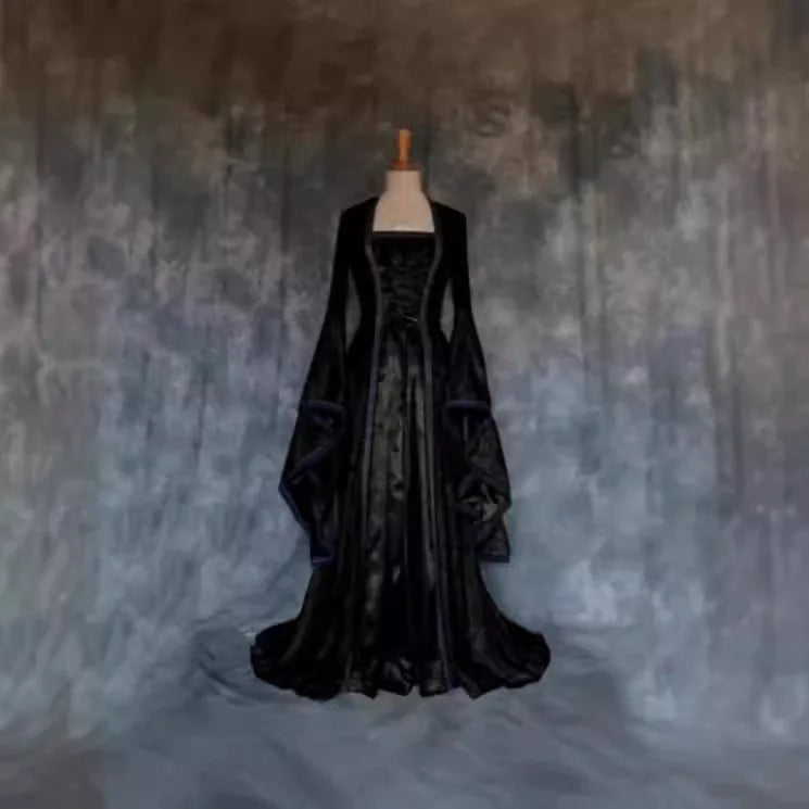 New Vintage Dress, Elegant Century Long Dress, Fashionable Vintage Style for Halloween