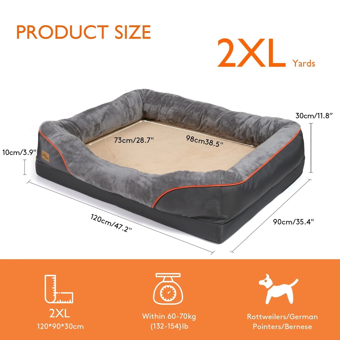 Large Dog Bed With Washable Cover And Waterproof Base