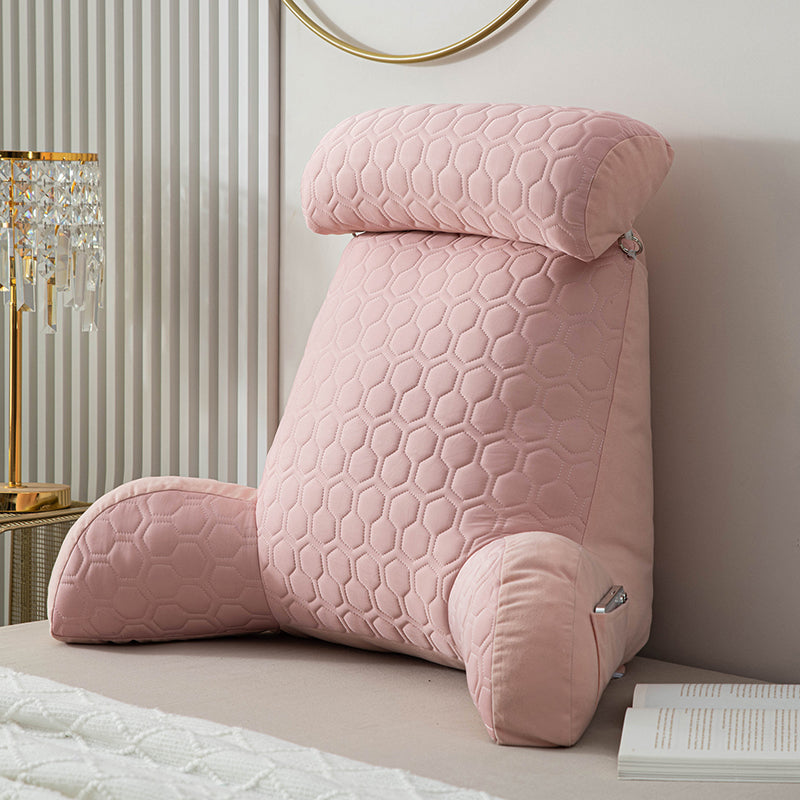 Back Cushion for Sitting Up in Bed, Reading Pillow Standard Bed Pillow, Chair Arm Pillow with Pockets, Washable Cover
