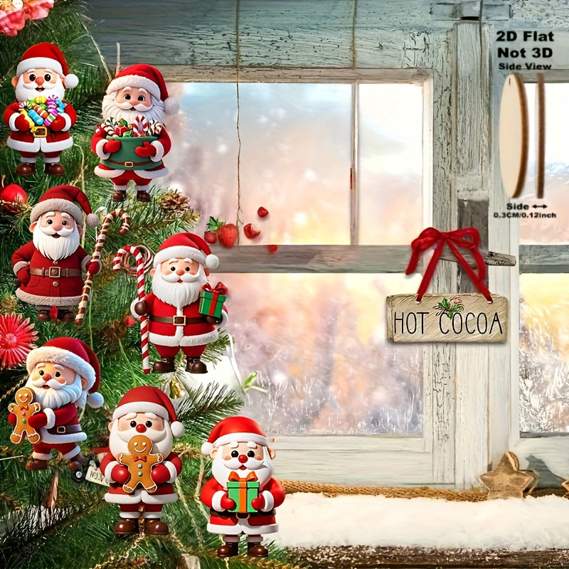 Wooden Gingerbread Man Santa Claus Christmas Ornament, Flat Tree Pendant, Festive Home Decoration Gift