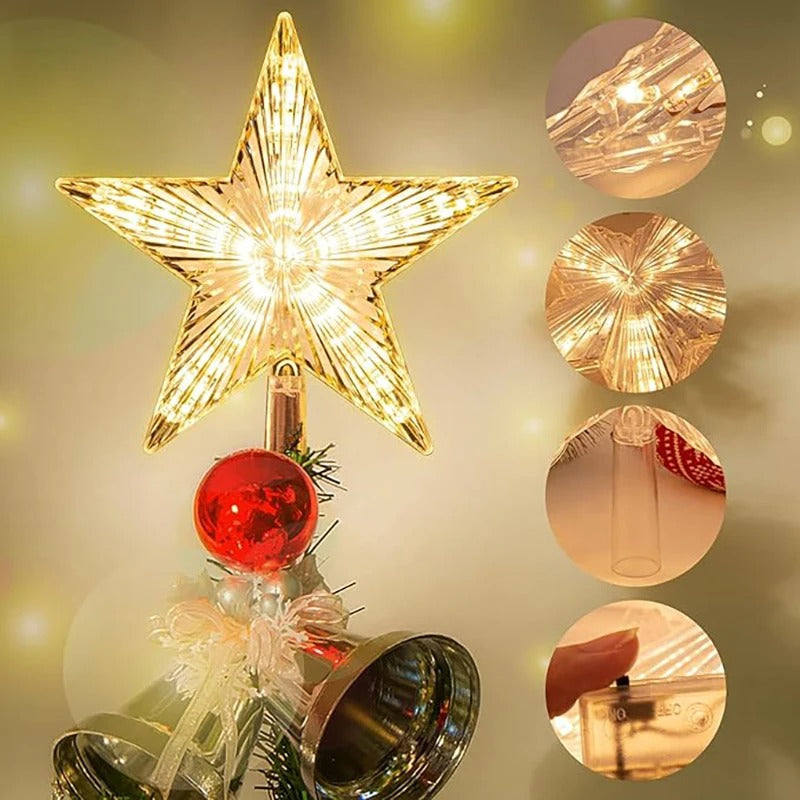 Warm White Lights LED Shining Lamp, Christmas Tree Decoration Stars, TopStar , Home Room Decor for Xmas Festival