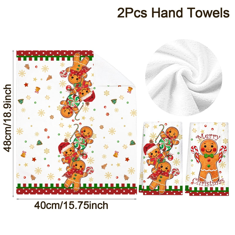 Merry Christmas Kitchen Towels, Gingerbread Man Dish Towel, Party Decoration, Navidad Natal Holiday Gift