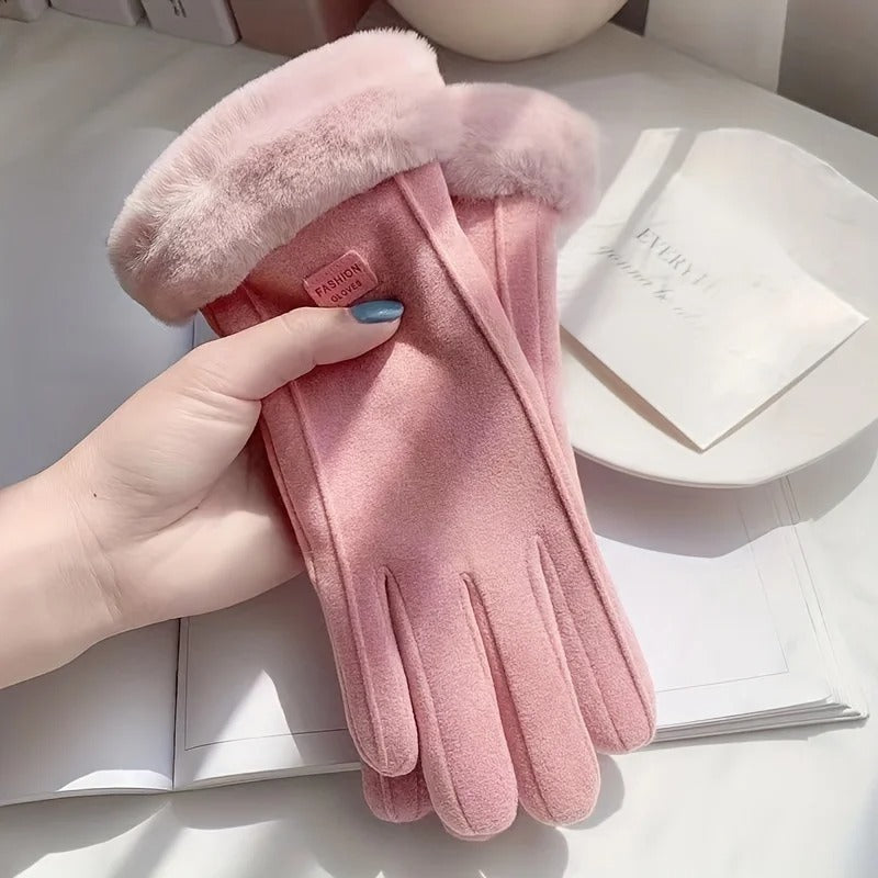 Womens Touchscreen Winter Gloves, Fashionable Finger Gloves with Thin Cashmere, Solid Color for Autumn and Winter
