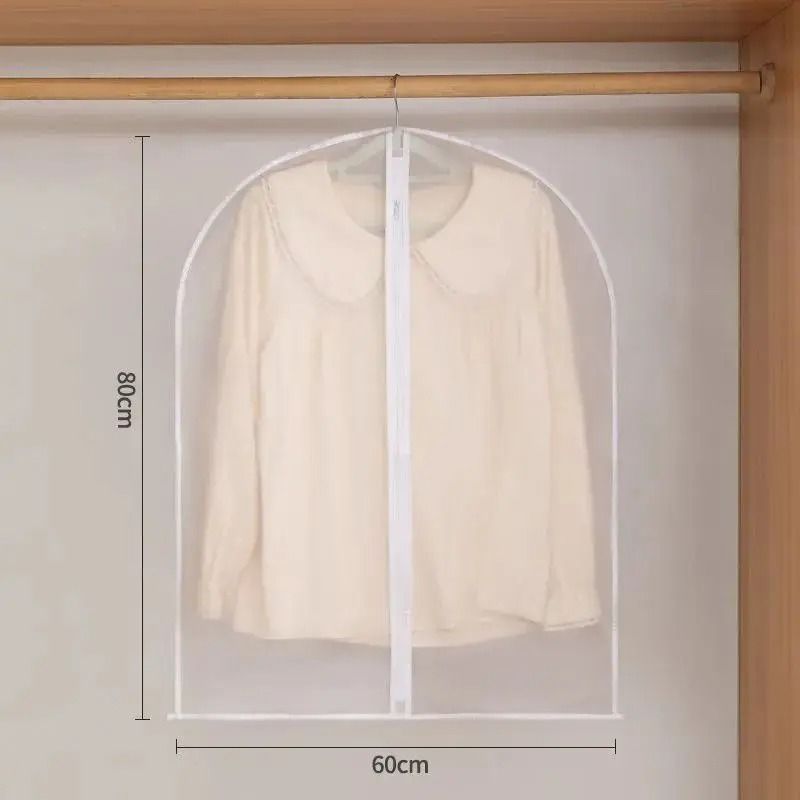 5pcs Transparent Clothes Dust Cover Waterproof Moisture Resistant Dustproof Breathable Hanging Storage Bag