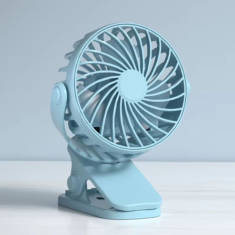 Portable Rechargeable Electric Fan with 720 Degree Rotation and Clip Mount