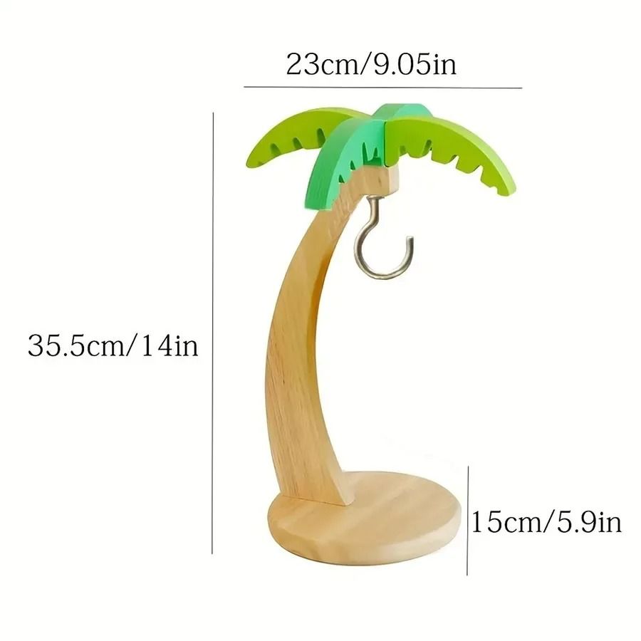 Wooden Banana Holder with Palm Leaf Design Fruit Hanging Rack