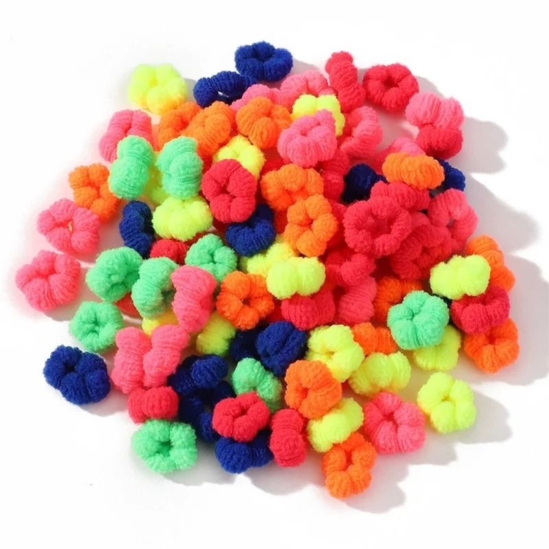 100-Piece Colorful Elastic Hair Bands Set for Kids – Soft Ponytail Holders and Small Scrunchies