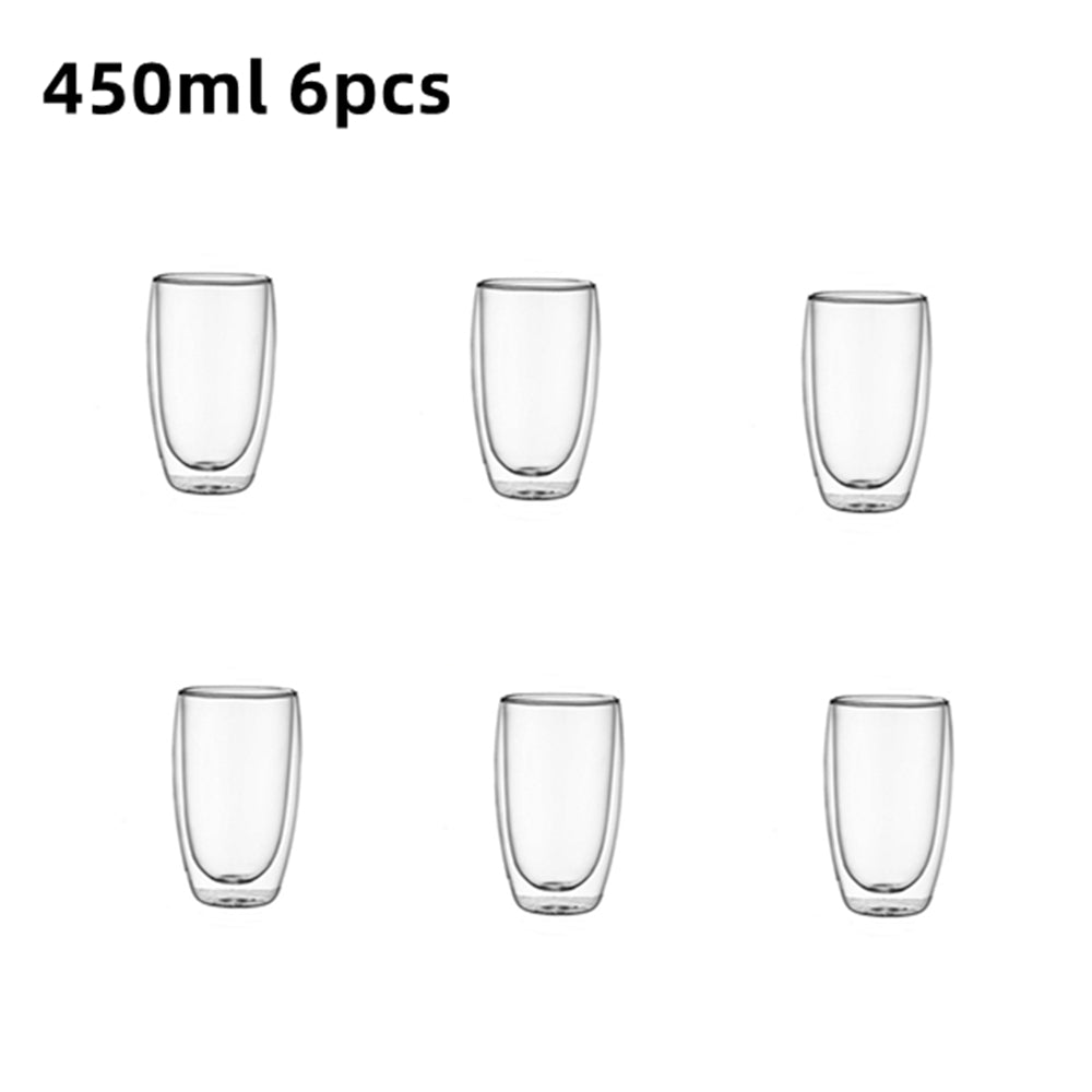 Double-Wall Clear Glass Espresso Cups, Insulated Coffee, Latte, Tea, Cafe, Milk, Restaurant Use