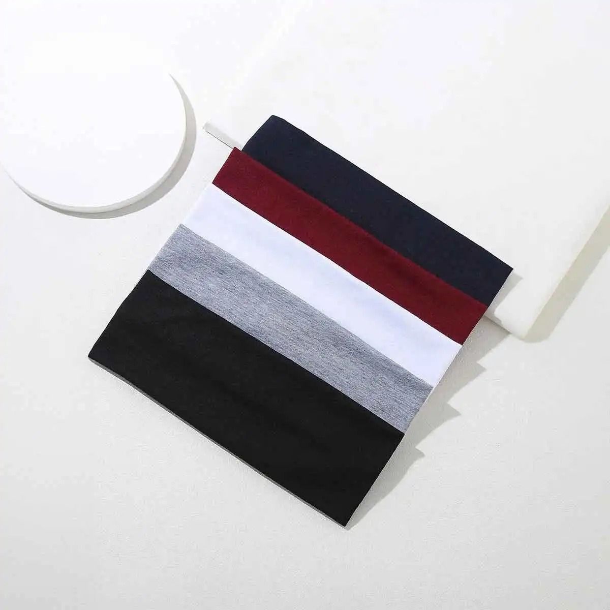 6pcs Basic Solid Color Sports Yoga Headband – Sweat Absorbing Elastic Hair Bands for Men and Women