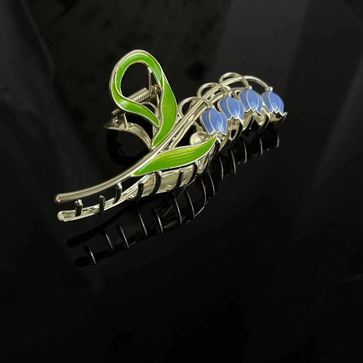 Bell Orchid Floral Shark Clip – Large Premium Flower Hair Claw for Women & Girls
