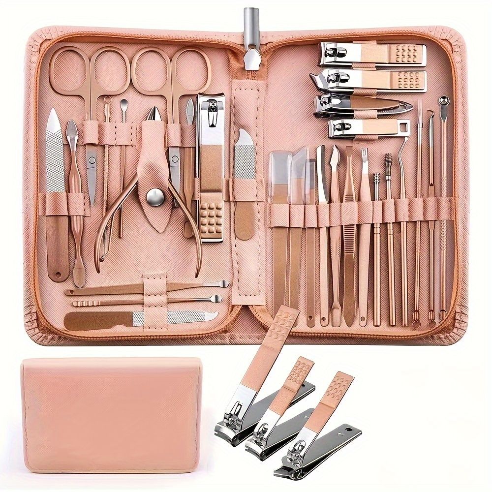 Professional Stainless Steel Manicure and Pedicure Set Grooming Kit with Scissors and Nail Tools