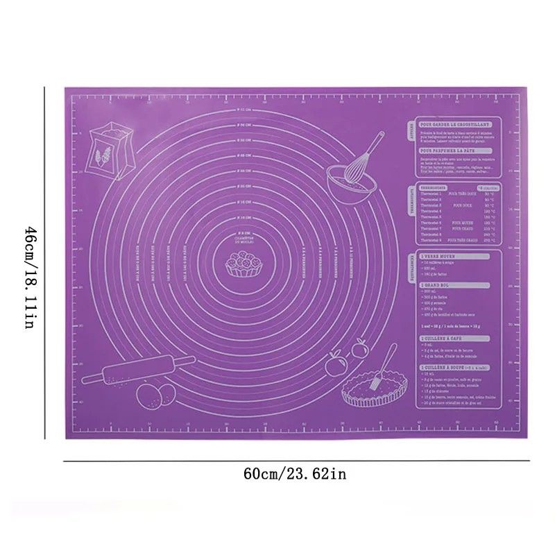 Premium Silicone Pastry & Baking Mat, Non-Stick Dough Rolling Mat with Measurements & Guide