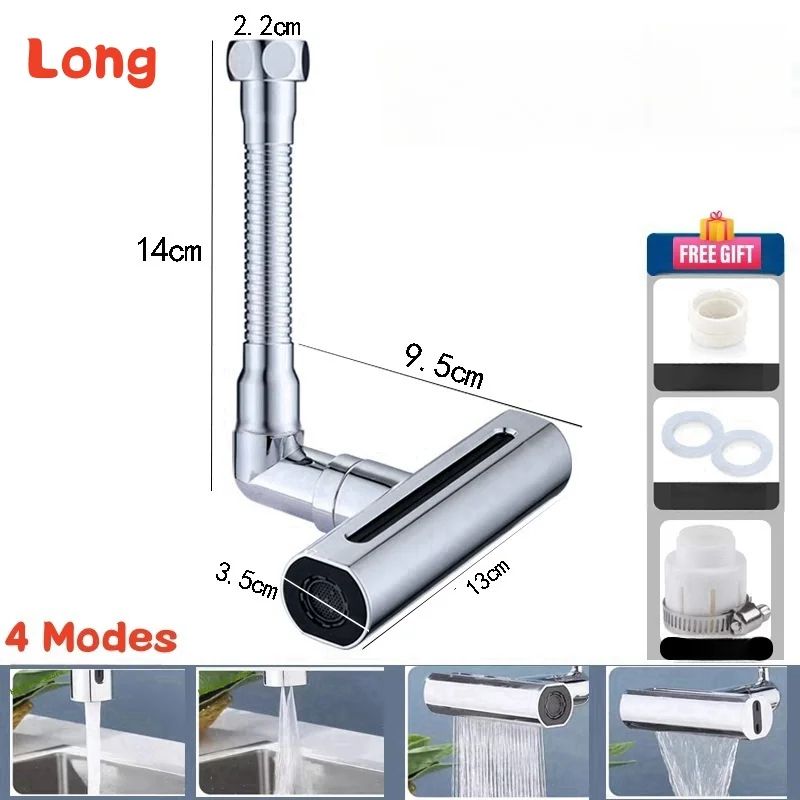 Modern 4-Mode Waterfall Kitchen Faucet – 720° Swivel Spout Mixer