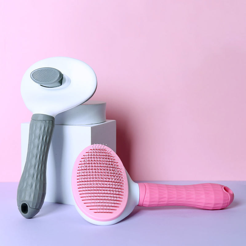 Automatic Pet Hair Removal Brush, Stainless Steel Dog Hair Comb, Cat Grooming Supplies
