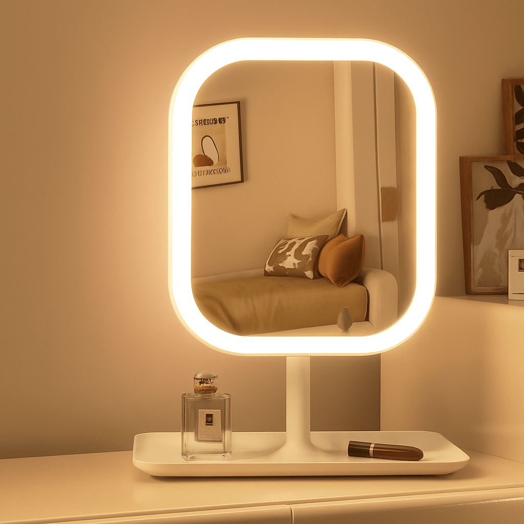 LED Makeup Mirror with Lights – 3-Color Dimmable Desktop Vanity Mirror with Touch Control