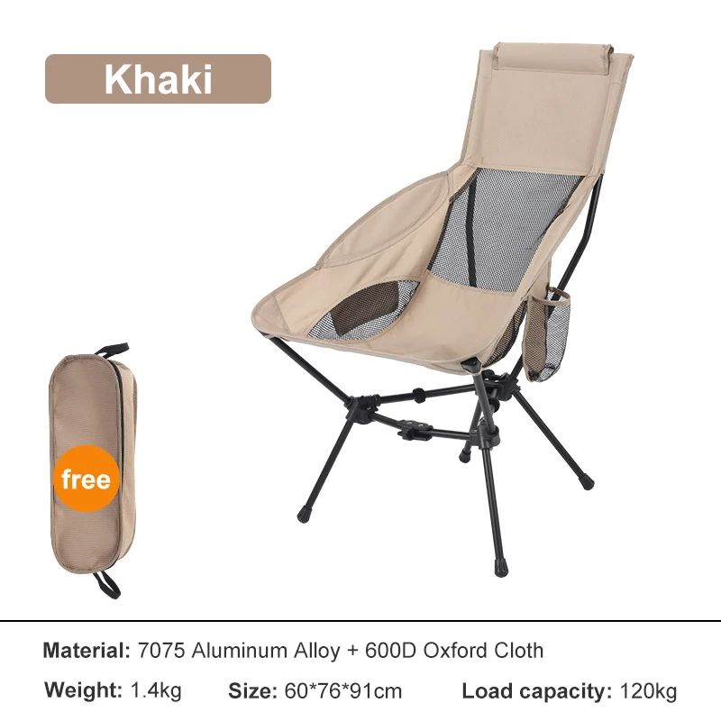 Westtune Camping Moon Chair Ultralight Folding Chair with Headrest for Outdoor Relaxation