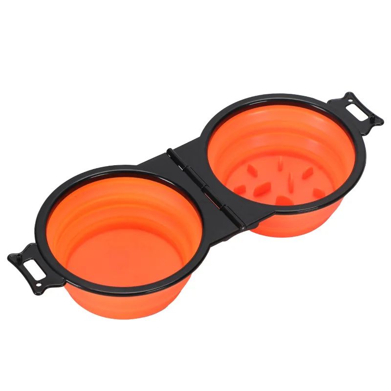 Foldable Dual Bowl Portable Pet Feeding and Water Bowl for Travel