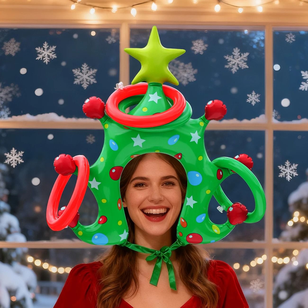 Inflatable Christmas Ring Toss Headband Party Game