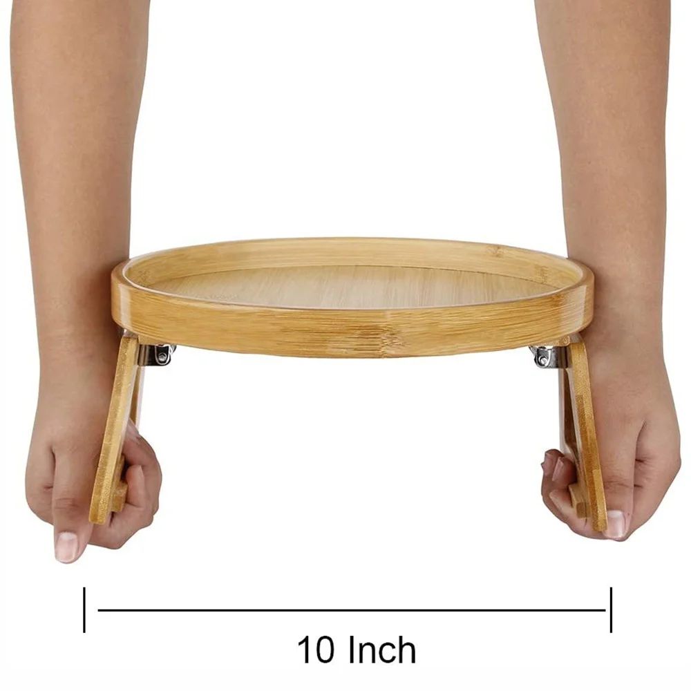 Natural Wood Sofa Armrest Tray Clip-On Couch Table - Space-Saving Wooden Sofa Tray Table for Snacks, Drinks & Remotes