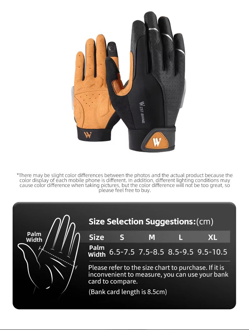 WEST BIKING Full Finger Cycling and Outdoor Sports Gloves for Men and Women