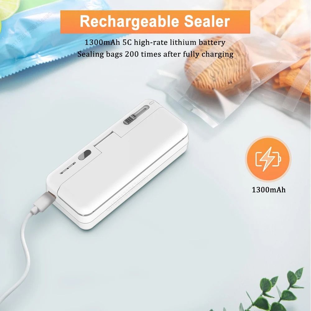 Mini 2 in 1 Plastic Bag Sealer USB Rechargeable Handheld Food Heat Sealer