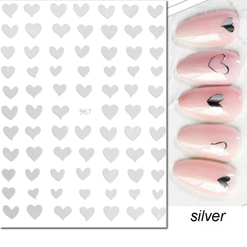 3D Nail Art Stickers Red Black White Heart Nail Decals for Manicure
