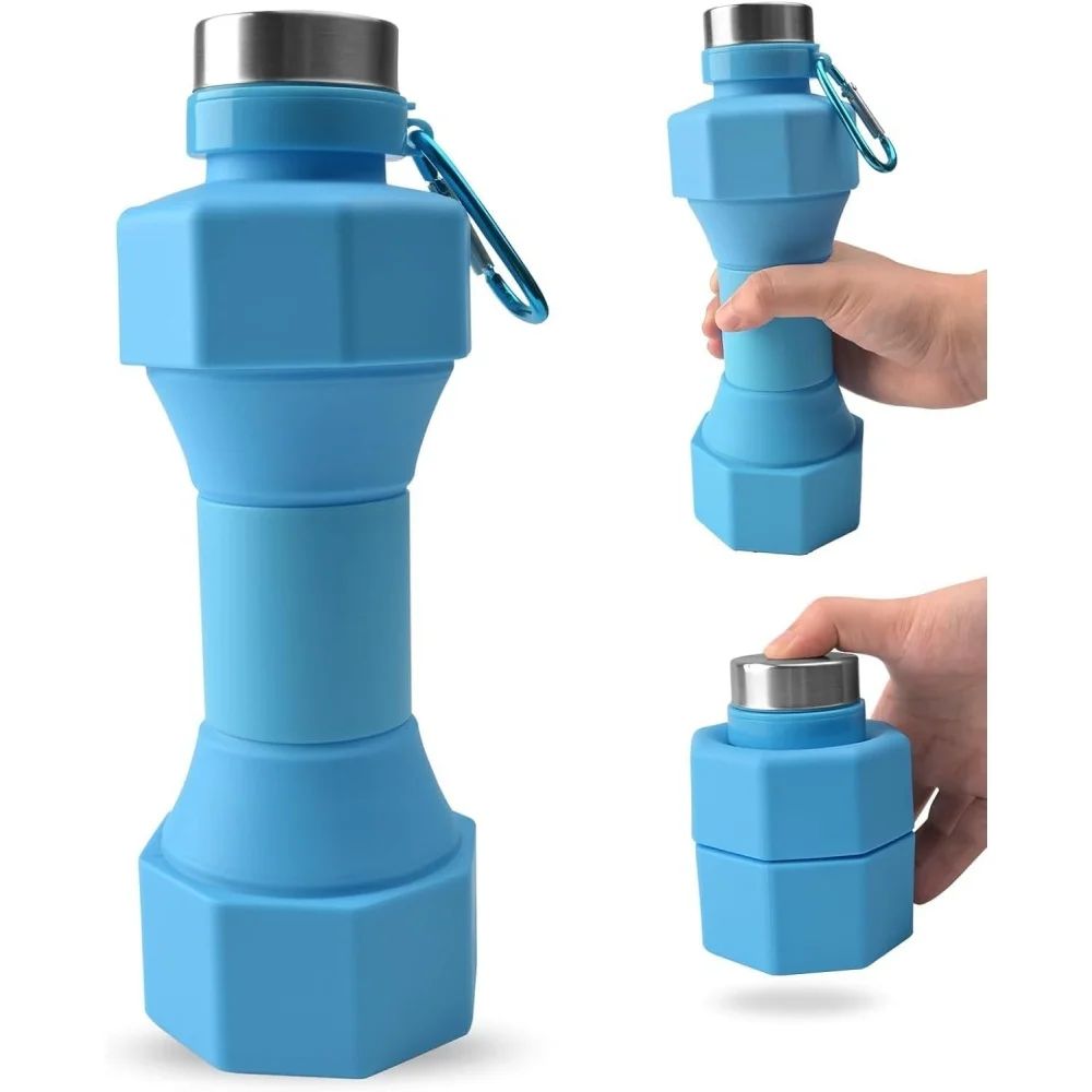 650ml Collapsible Silicone Water Bottle - Leakproof Foldable Travel Sports Bottle