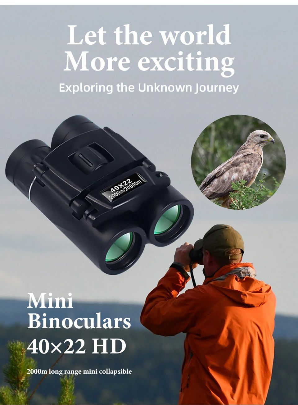 HD Powerful Binoculars Folding Long Range Mini Telescope with FMC Optics for Outdoor Hunting, Camping & Travel