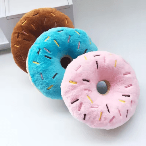 Soft Squeaky Plush Donut Dog Toy for Puppies and Small Dogs