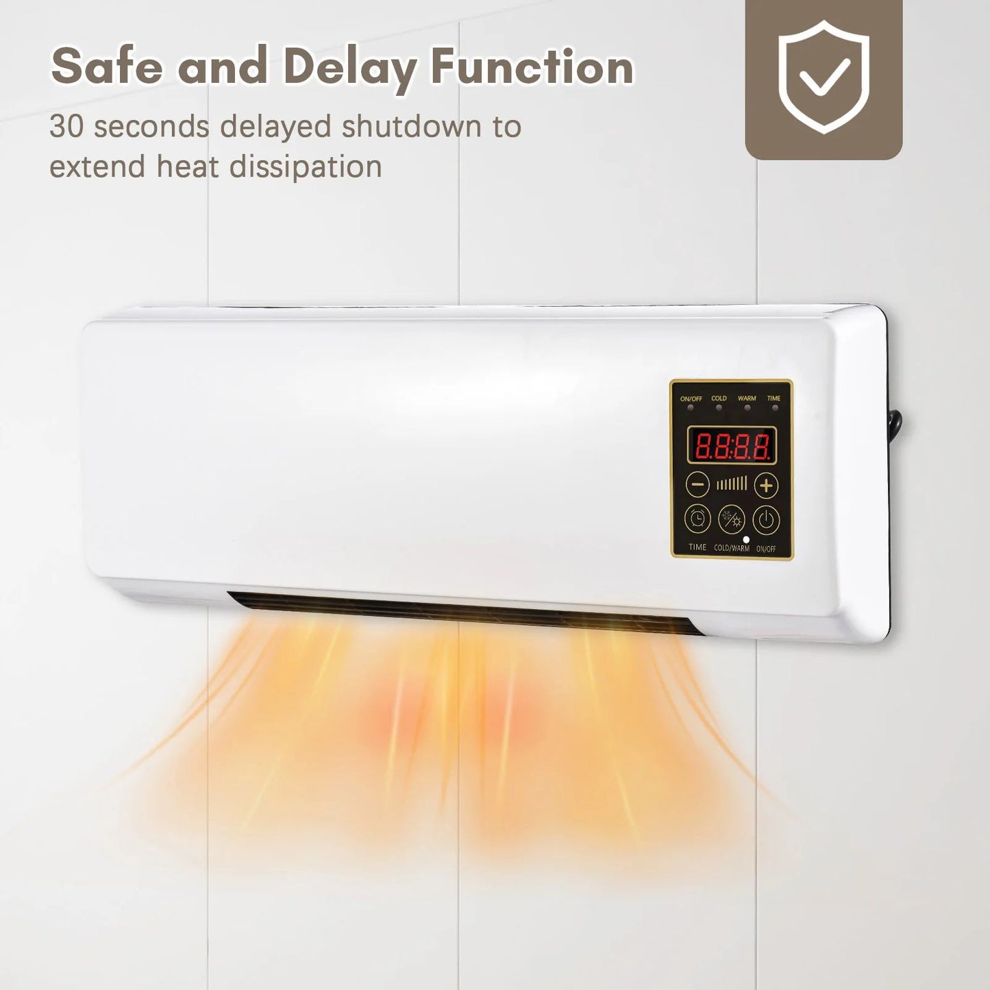 Portable Wall Mounted Heater Fan 1800W Space Saving Electric Heater Fan