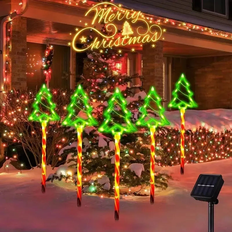 Solar Candy Christmas Tree, Ground Installation Decorative Lights, Outdoor Garden LED Lights for Courtyard