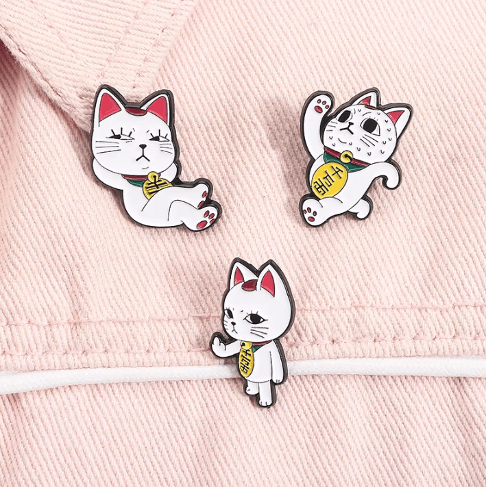 2Pcs Turbo Granny Cat Cartoon Enamel Pins – Funny Anime Cat Brooch and Lapel Badge Gift