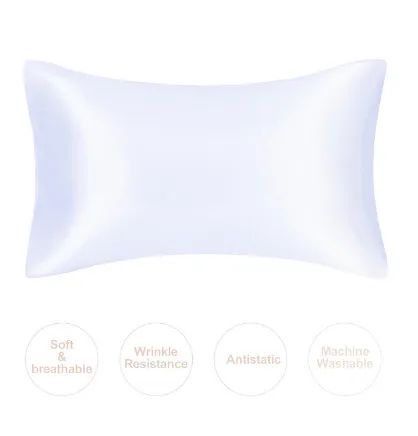 Silky Satin Pillowcase for Hair and Skin, Soft Mulberry Style Pillow Case Standard Queen King, Wrinkle Free