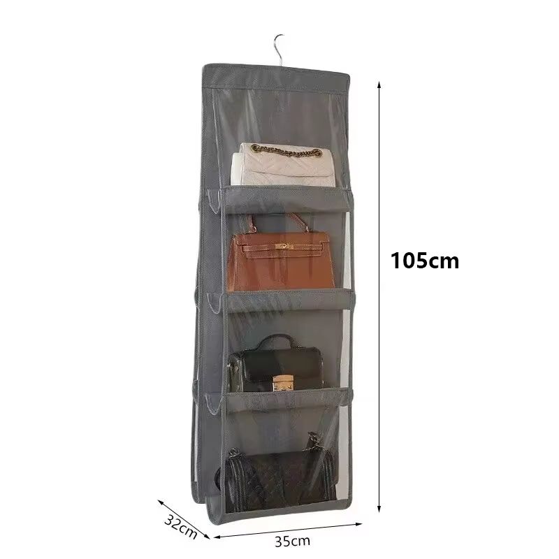 Transparent Hanging Handbag and Shoe Storage Organizer with Hanger