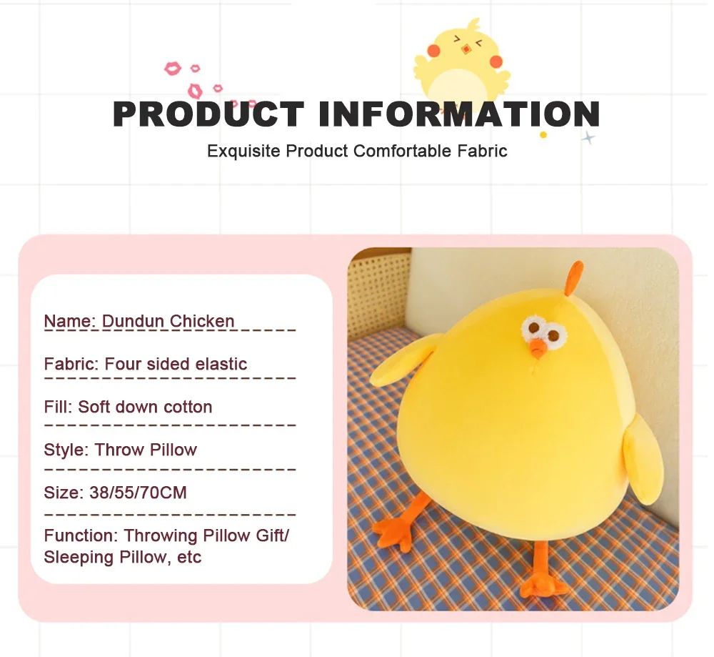 Funny Fat Chicken Plush Pillow Neck Cushion – Soft Stuffed Animal Comfort Buddy