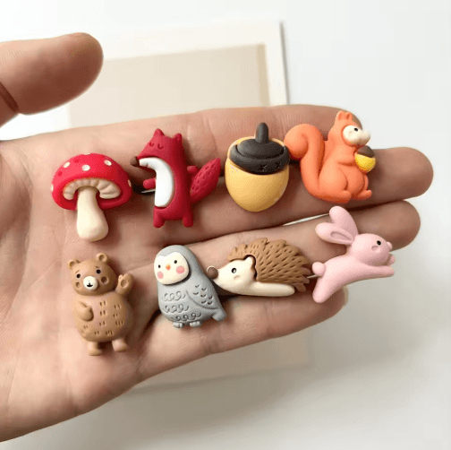 8-Piece Fox & Hedgehog Animal Refrigerator Magnets – Cute Resin Fridge Decor Gift Set
