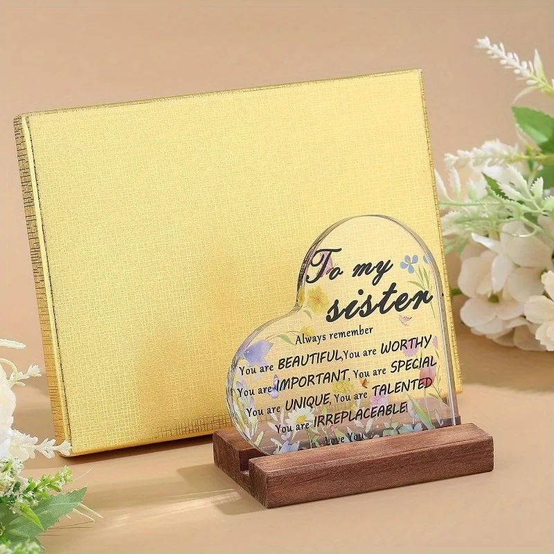 Heart Acrylic Plaque Sign Gifts for Sister