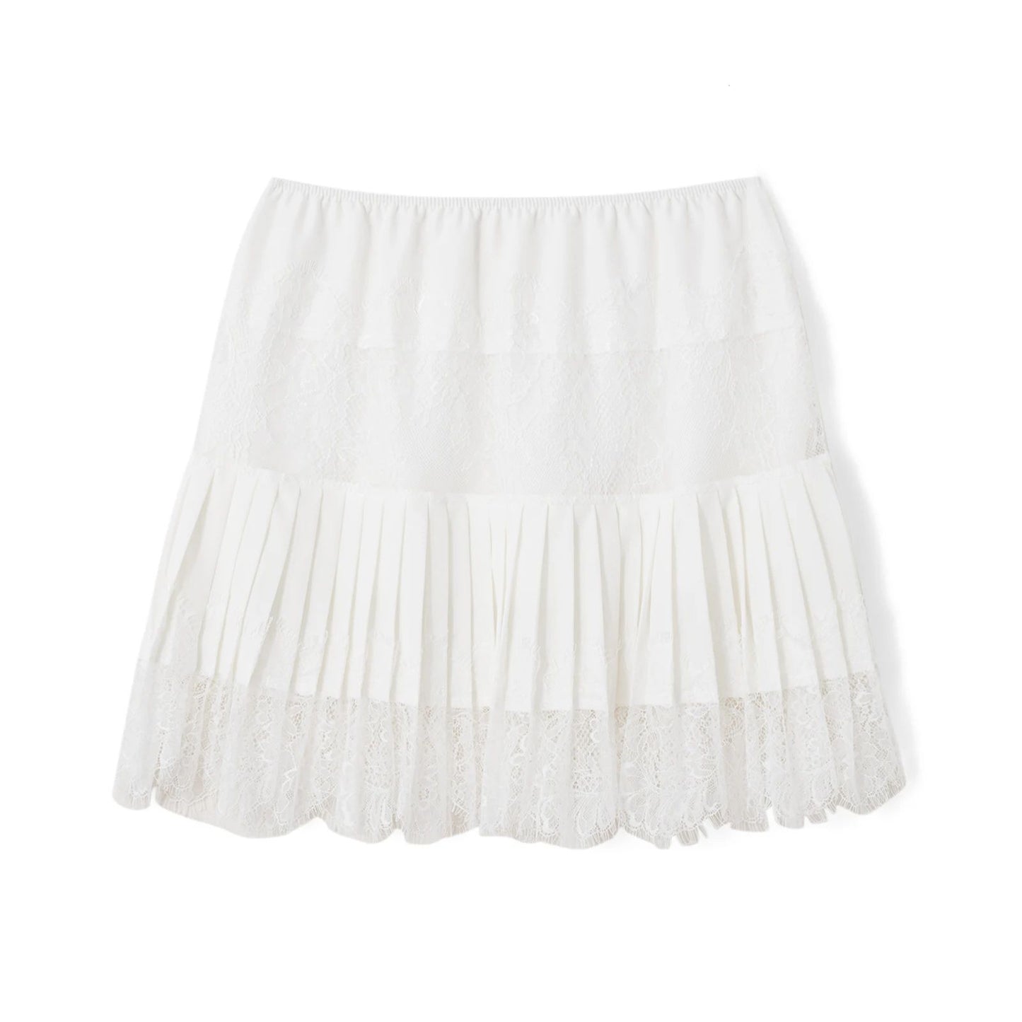 Lace Patchwork Ruffle Mini Beach Skirt