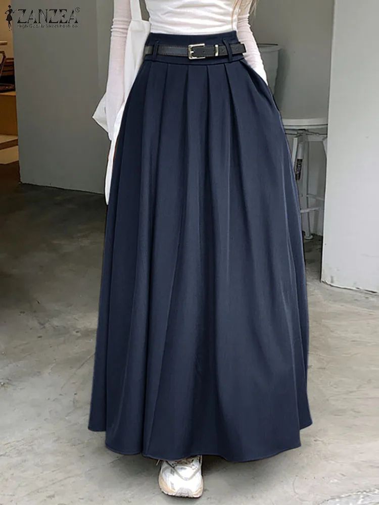 High Waist Pleated Maxi Skirt for Women