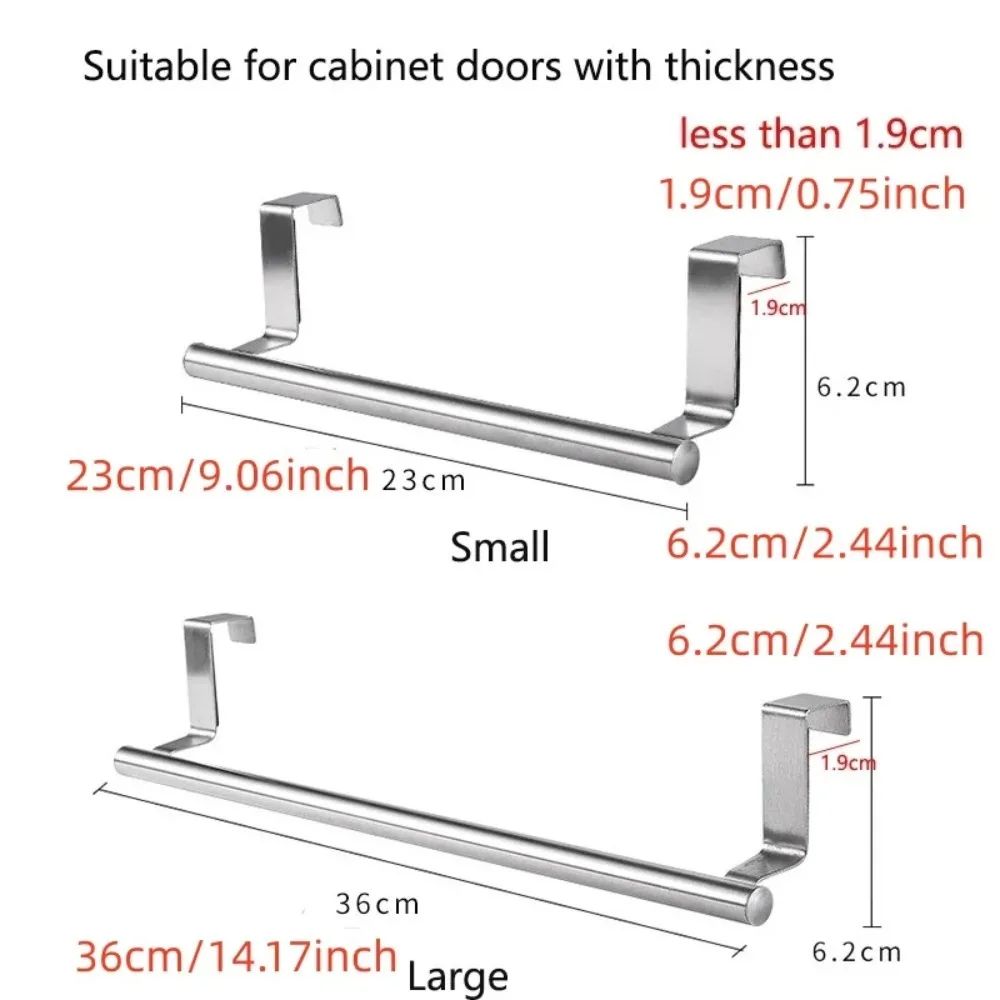 No-Drill Stainless Steel Towel Bar – Over the Door Space-Saving Bathroom & Kitchen Rack
